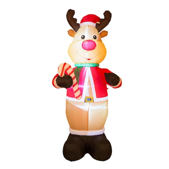 Glitzhome&#xAE; 8ft. LED Inflatable Reindeer